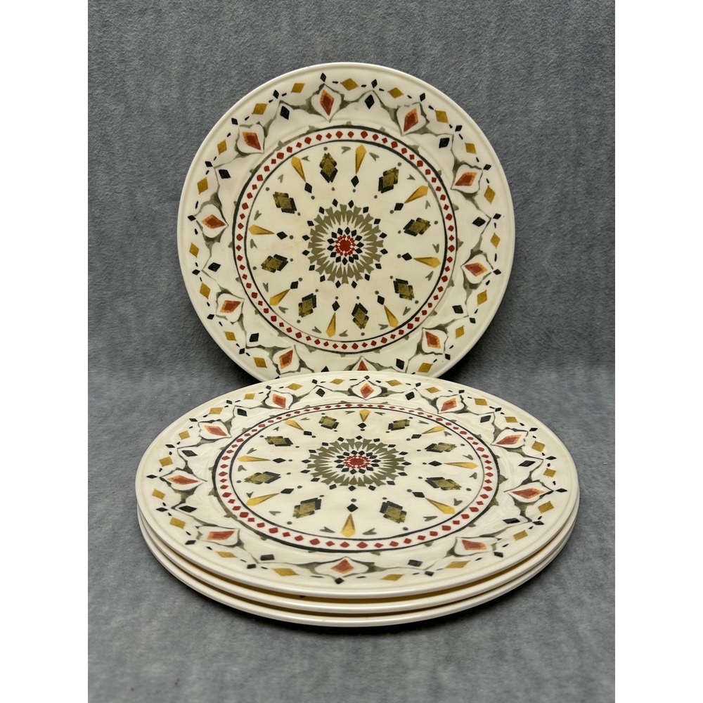 Threshold Dinner Plates Cream Multicolor Melamine Geometric Mandala Set of 4
